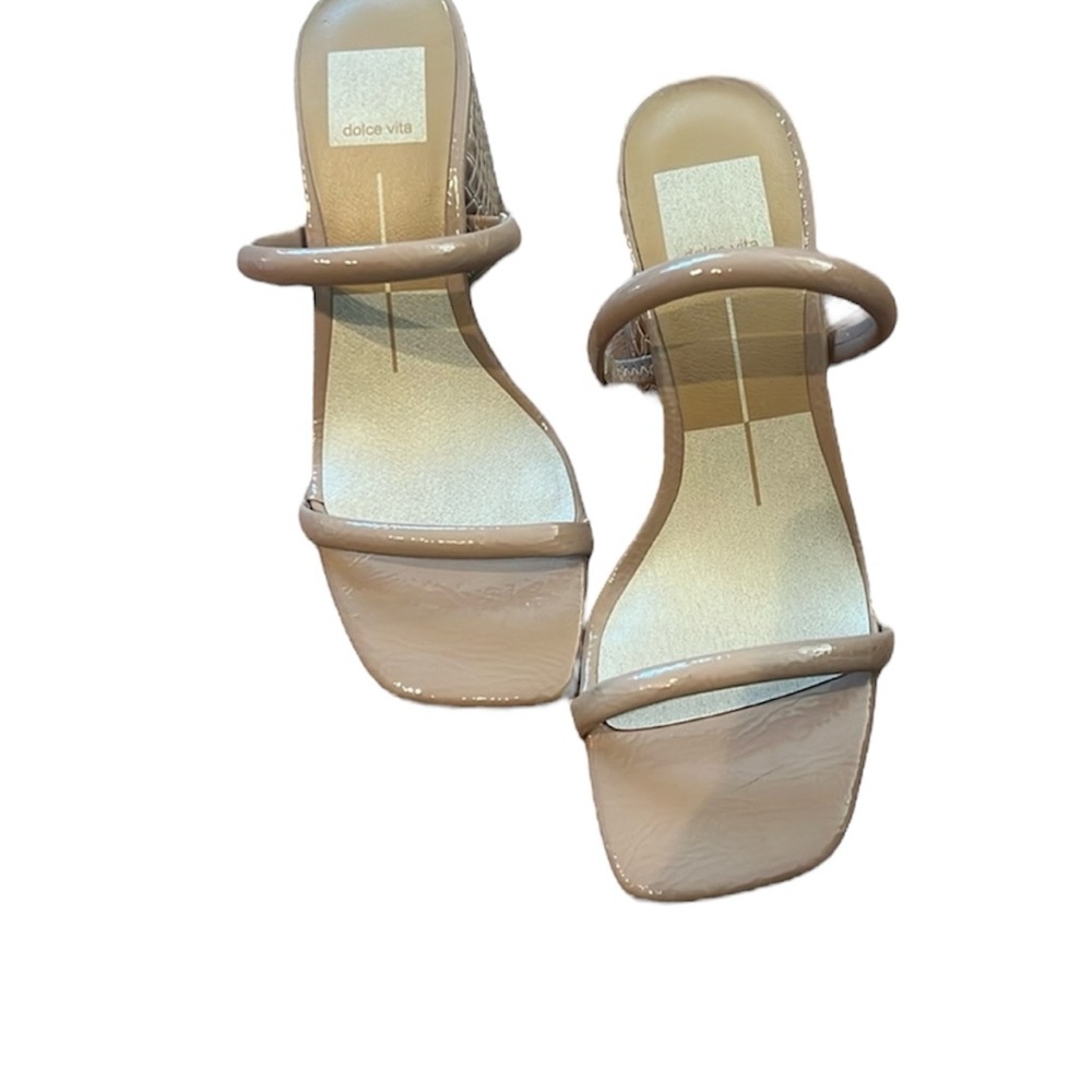 Dolce Vita Tan Heeled Sandals Modern Minimalist Design Size 6.5 Nude Neutral - Picture 2 of 3